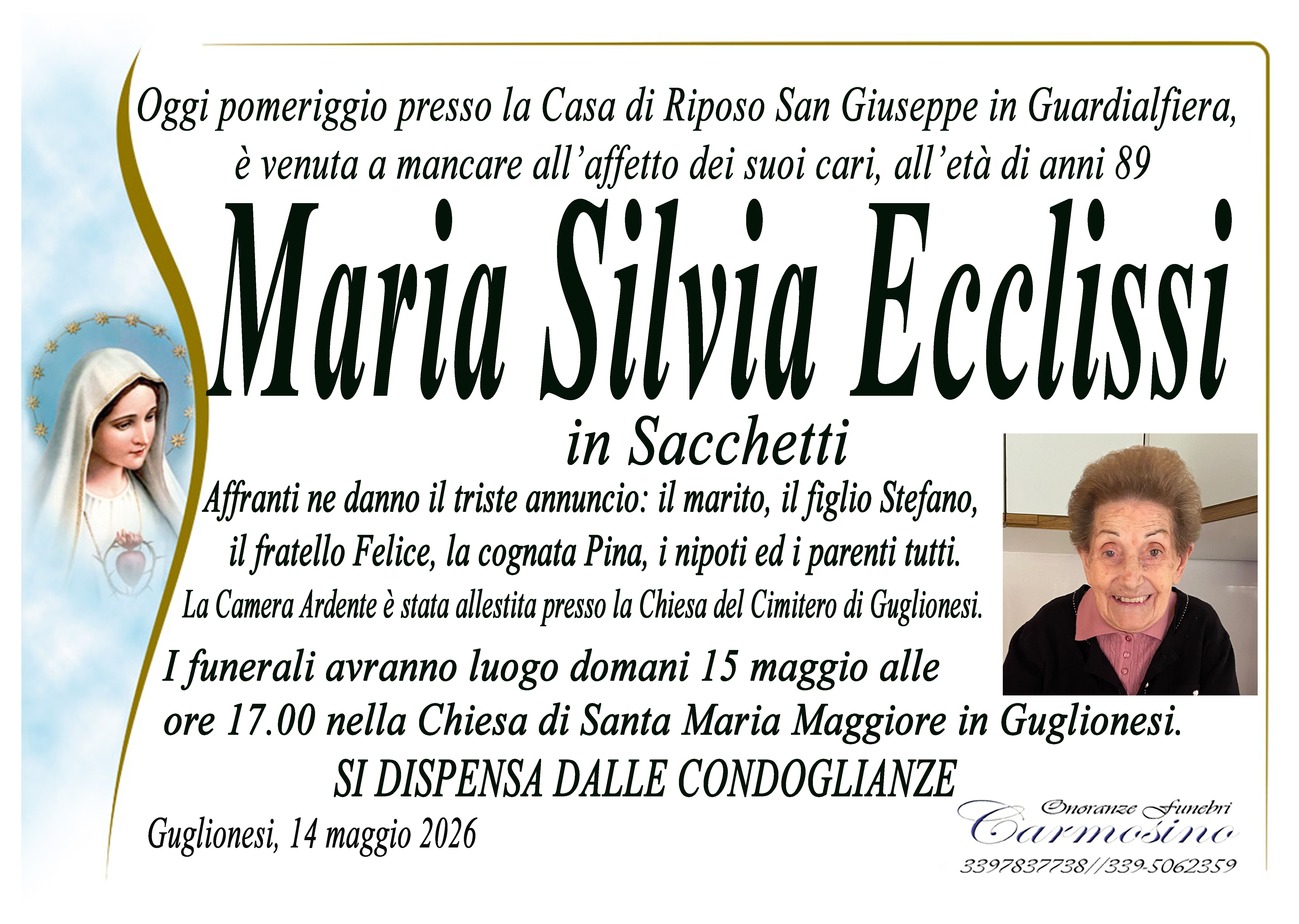Necrologio Maria Silvia Ecclissi